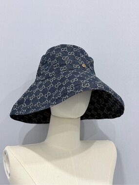 Gucci Authentic Navy GG Denim Bucket Hat